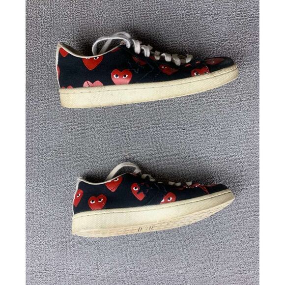 Converse Play Comme Des Garcons Sneakers Men 8 Black Heart Print Low Top Lace Up - Picture 6 of 8